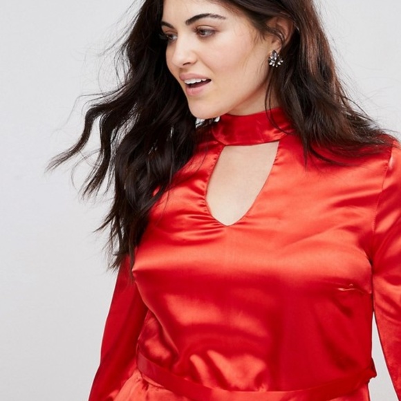 ⛄3x HP⛄NWT ASOS Curve Club L Satin Skater Dress - Picture 4 of 5